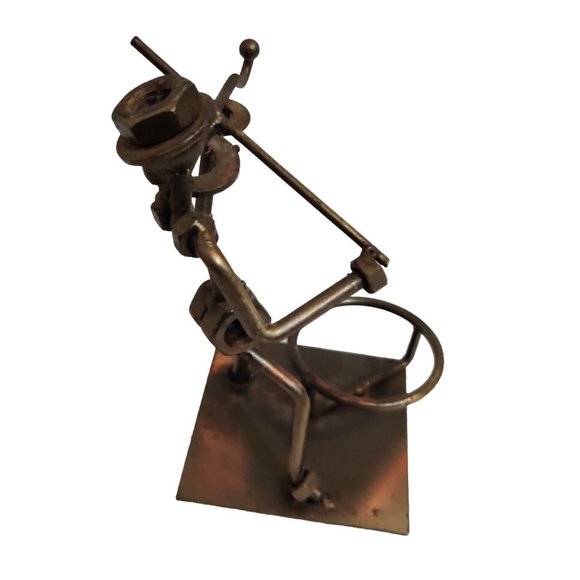 Violin Player Metal Nuts and Bolts Musician Figurine Candle Holder? 4x3.5x5" - Picture 5 of 12